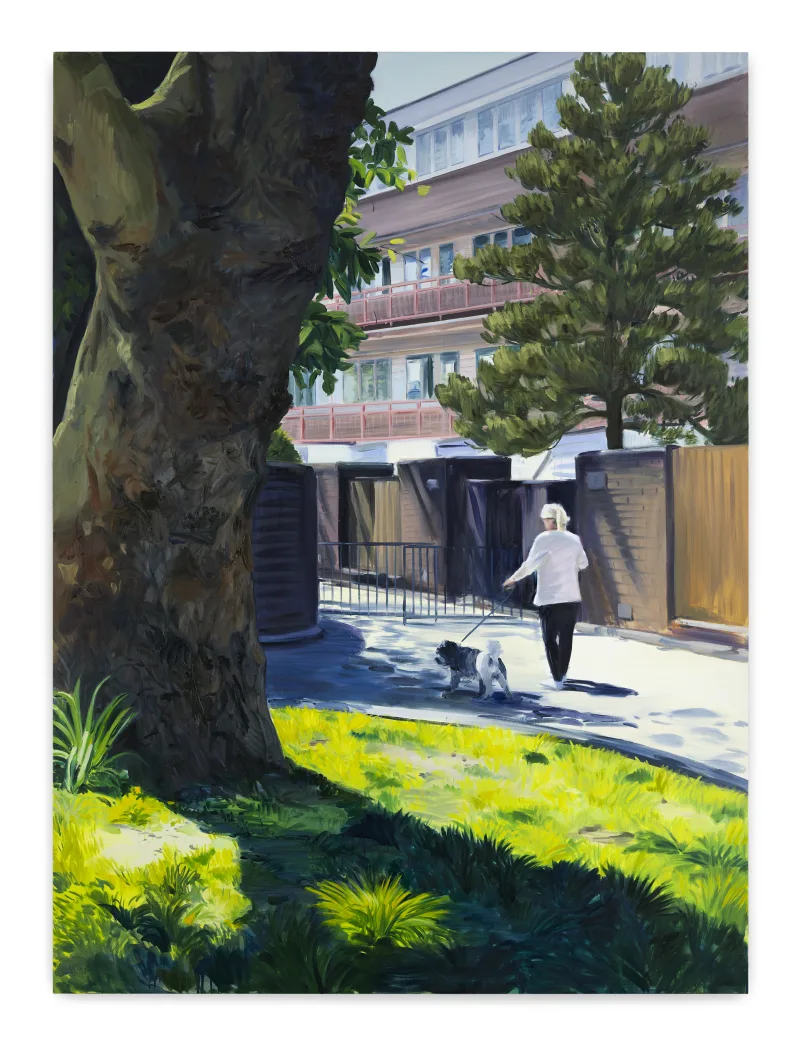 Caroline Walker Lyn walking Teddy, 2021