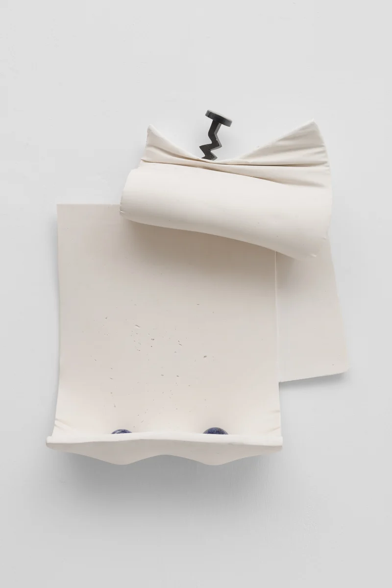 Holly Hendry 4am, 2024 Aluminium, Jesmonite, sodalite stone, steel and paint, 36 x 33 x 9cm (14 1/8 x 13...