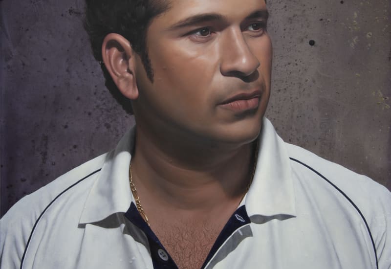 Stuart Pearson Wright Portrait Commission of Sachin Tendulkar