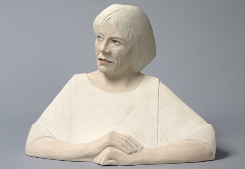 Ceramic bust of Joan Bakewell by Glenys Barton unveiled at National Portrait Gallery, London
