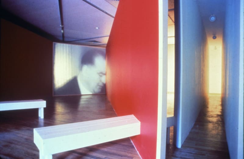 Dennis Adams, 1980. Miami University, Oxford, Ohio. "Shifting Cinema for a Red, White, and Blue Movie", 1980