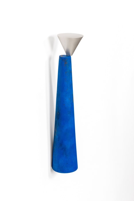 Juliette Bigley, Balance (Silver on blue), 2024