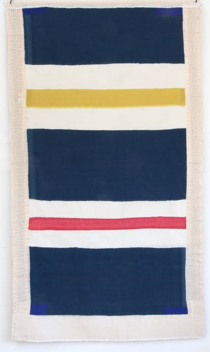 Lavinia Gallie, Indigo, yellow, and pink stripes, 2024