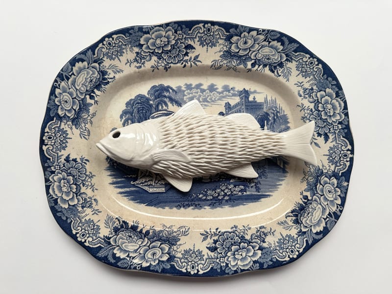 Ikuko Iwamoto, “I ate lots of plastics, and now I am your dinner. Enjoy!”( Seabass-left-hand-side) , 2025