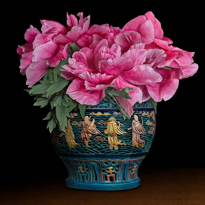 T.M. Glass, Tree Peonies in a Chinese Vase, 2021