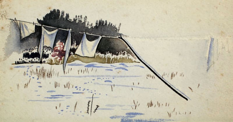 Rita Angus, Untitled [Washing Line], n.d.