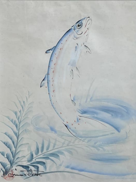 Chiura Obata, Jumping Trout, circa 1935