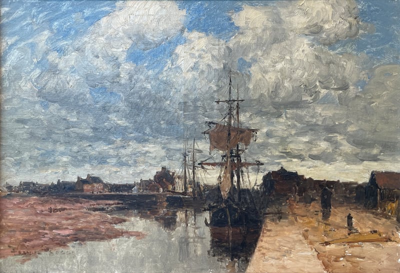Frank Myers Boggs, Bateau au Quai (Docked Sailing Vessel at Low Tide), circa 1905