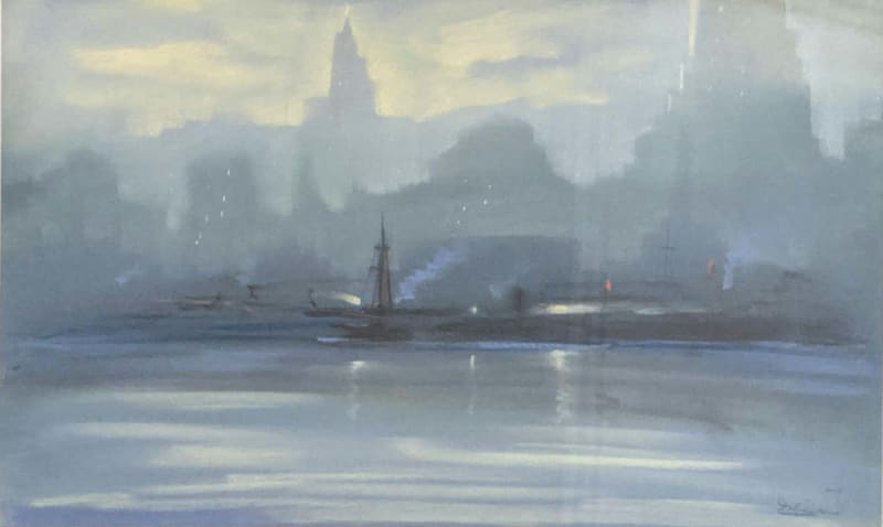 Leon Dolice, New York Harbor Skyline at Twilight (Harmony), circa 1930-40