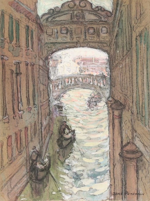 Jane Peterson, Bridge of Sighs, Venice, circa 1910