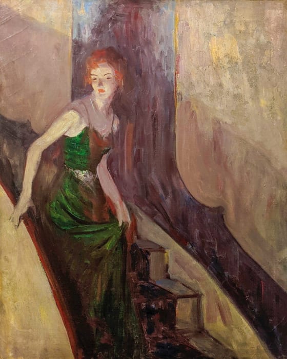 Everett Shinn, Woman on a Staircase, Sketch, circa 1935