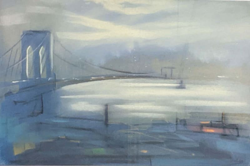 Leon Dolice, New York Harbor (Brooklyn Bridge), circa 1930-40