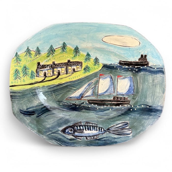 Anne Barrell, Winter View– Octagonal Platter, 2025