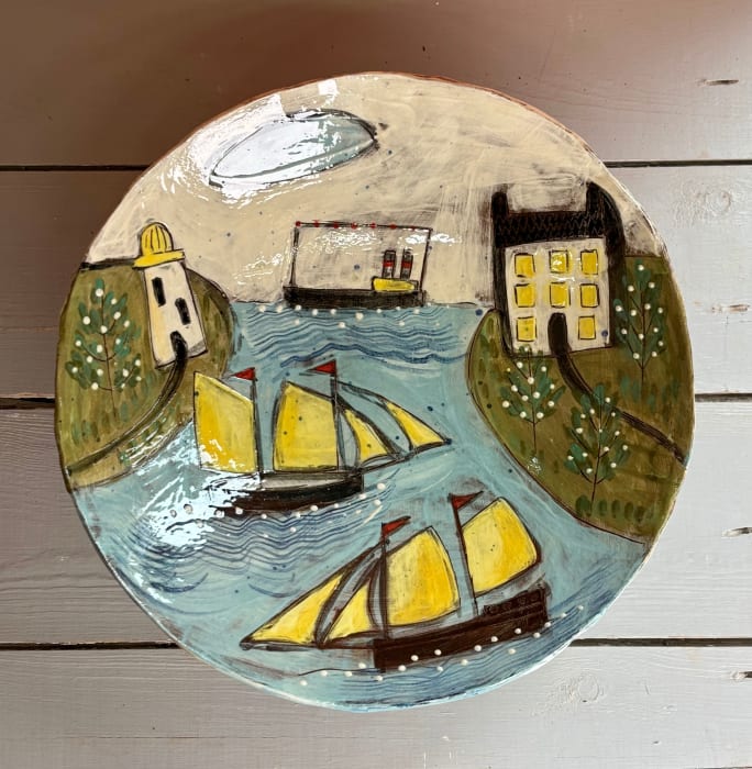 Anne Barrell, Racing Tide– Pedestal Dish, 2025