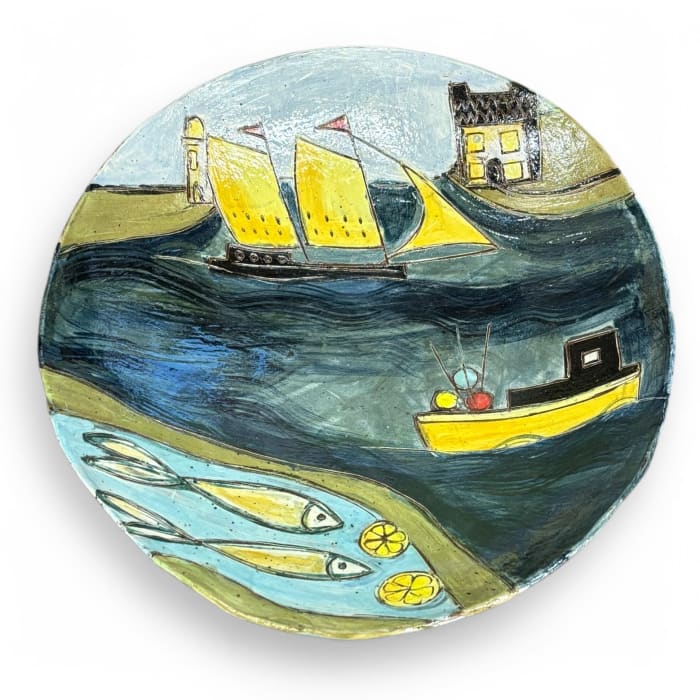 Anne Barrell, Sea Houses and Cloud – Pedestal Dish, 2025