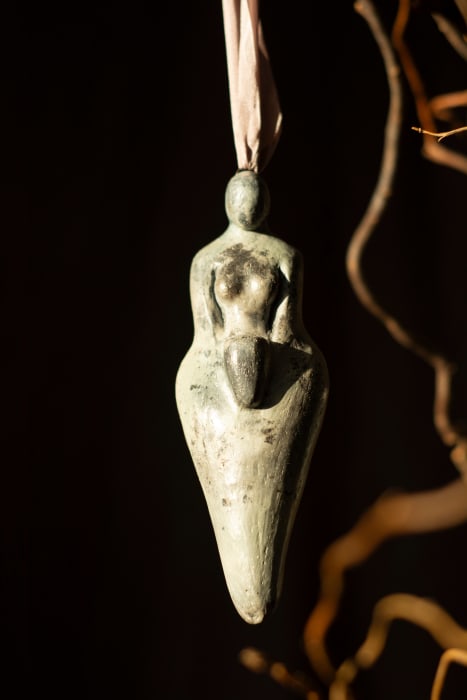 Rhiannon Petrucci, The Seed Carrier II, Earth Mother hanging statuette, 2024