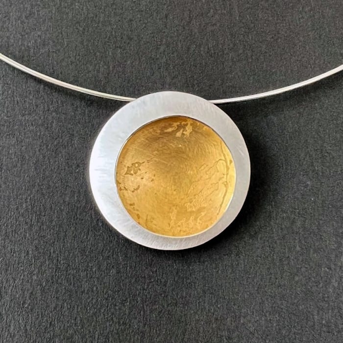 Hannah Souter, Large gilt etch pendant, 2024