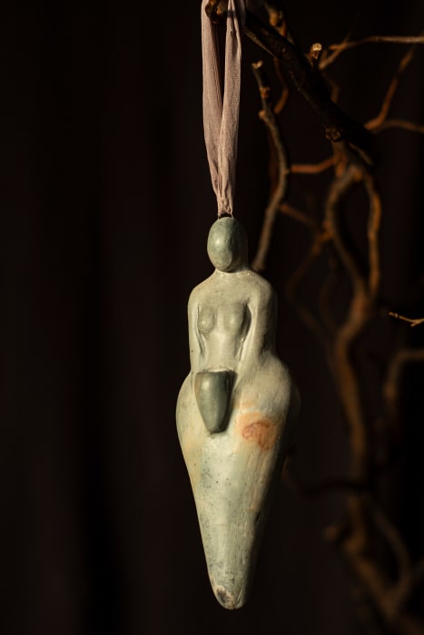 Rhiannon Petrucci, The Seed Carrier III, Earth Mother hanging statuette, 2024
