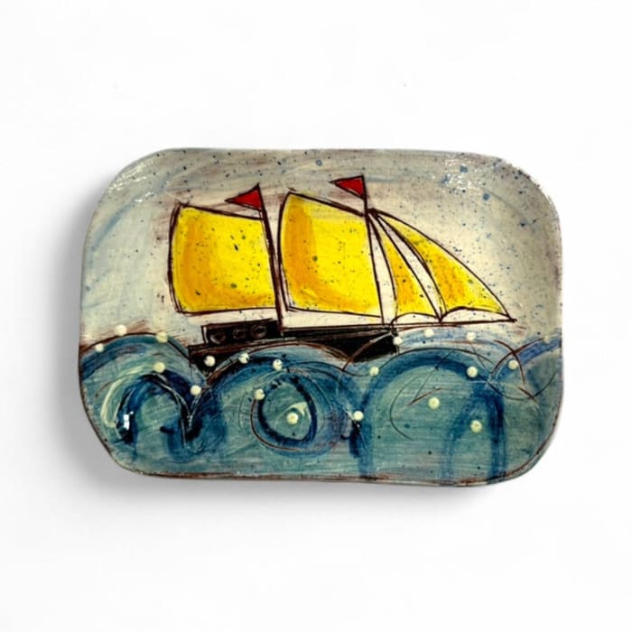 Anne Barrell, Big Waves - Postcard Plate, 2025