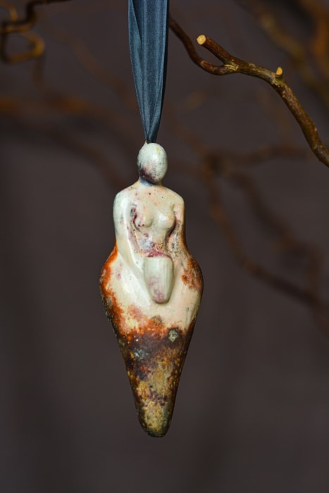 Rhiannon Petrucci, 'The Seed Carrier' – Earth Mother hanging statuette, 2025