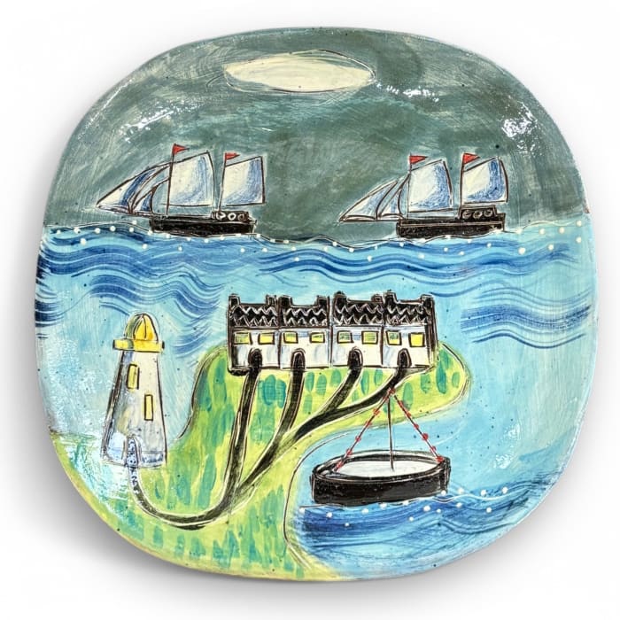Anne Barrell, Island Harbour – Square Platter, 2025