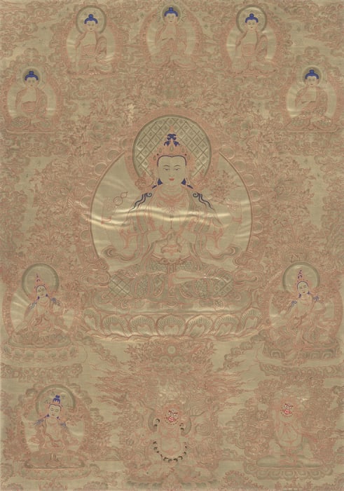 Niangben , Four-armed GwanYin (Avalokiteshvara) (Golden Tangka)
