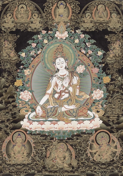 Niangben , White Tara (Black Gold with Colors) (2)
