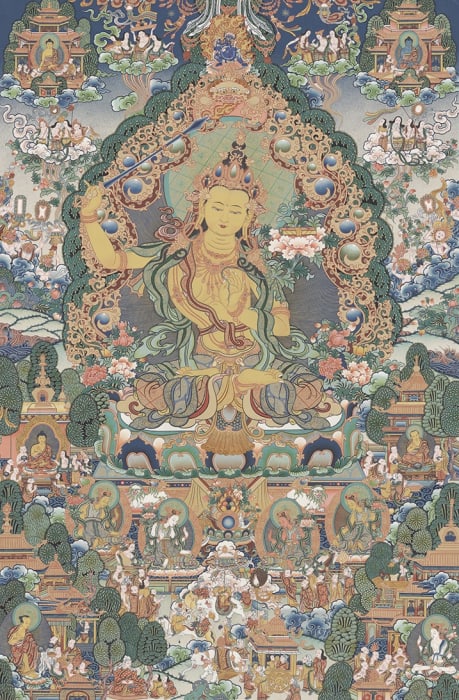 Niangben , Manjushri Bodhisattva (Tangka in colors)