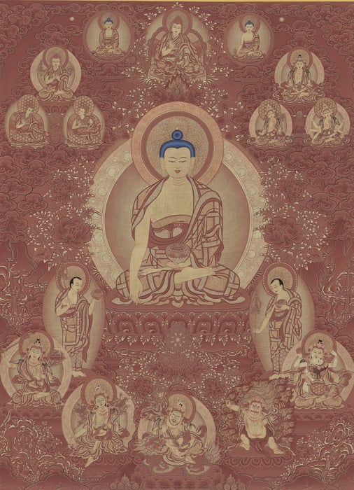 Niangben , Buddha Shakyamuni (Red Tangka)