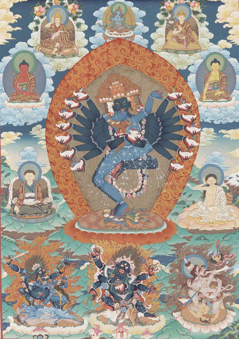Niangben , Happy Vajra Buddha (Hevajra) (Tangka in colors) (2)