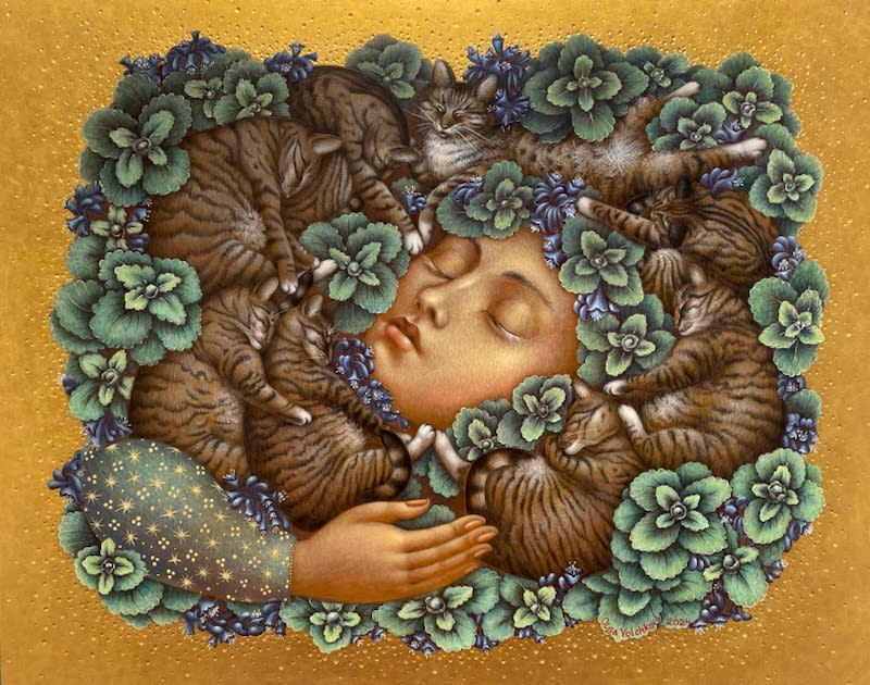 Olga Volchkova, St. Catnip and Her Disciples - Original and print available, 2024