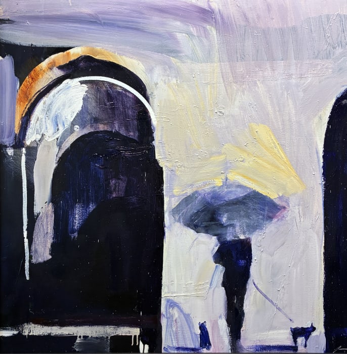 Adam Grosowsky, Dog Walking in the Rain, 2025