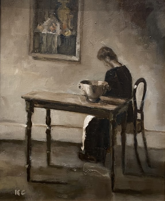 Karin Clarke, Table with Bowl ( After Hammershøi)