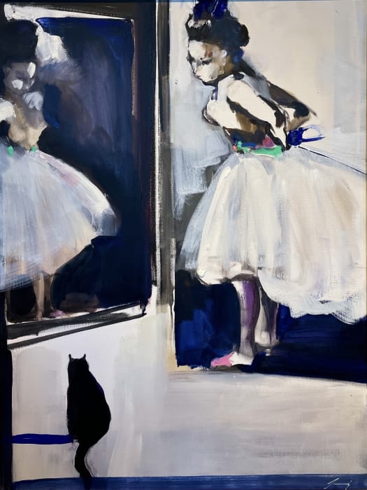 Adam Grosowsky, Dancer in the Mirror with Cat, 2023