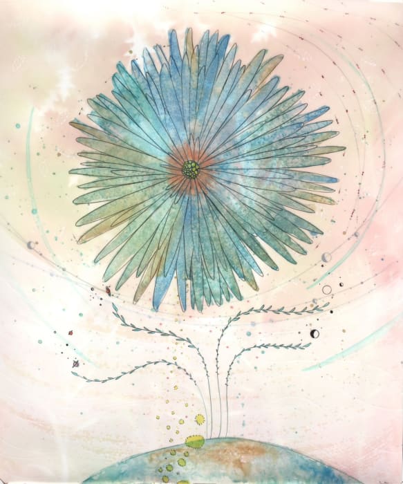 Christine Nguyen, Cosmic Blue Flower Light, 2023