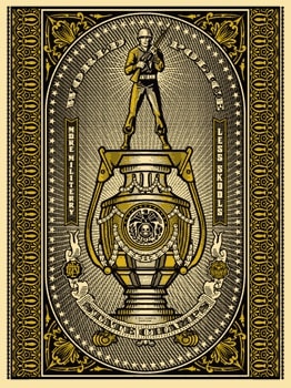 Shepard Fairey, World Police State Champs (Gold), 2007