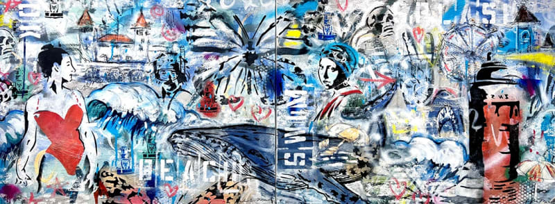 Kirsten Bowen, Street Art Beach Diptych, 2024