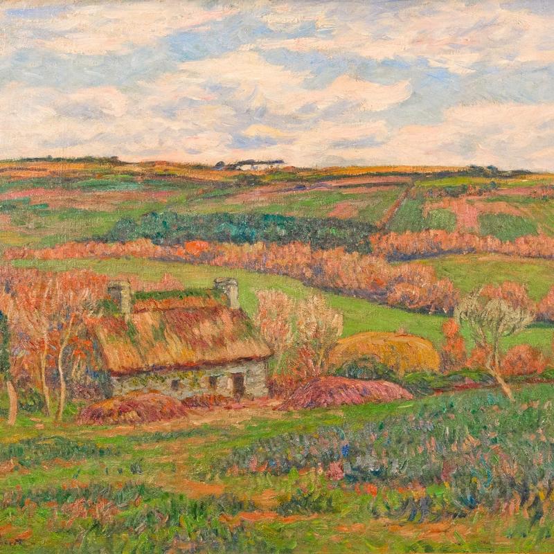 Henry Moret, Paysage à la Chaumière Bretonne, circa 1910