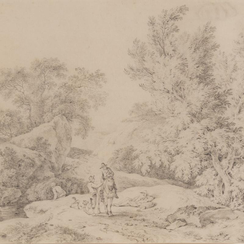 Ferdinand Kobell, Landscape with Travelers Resting, 1775