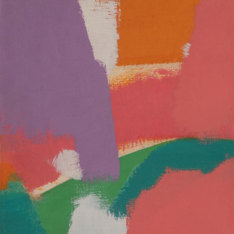 Carl Holty, Color Theory #650 Purple, Orange, Green, Pink, White, 1963