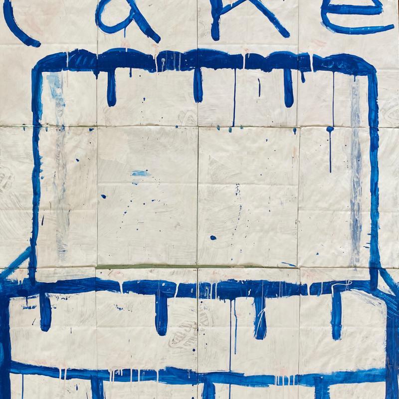 Gary Komarin, Cake Stacked, Blue on Creme and White, 2022