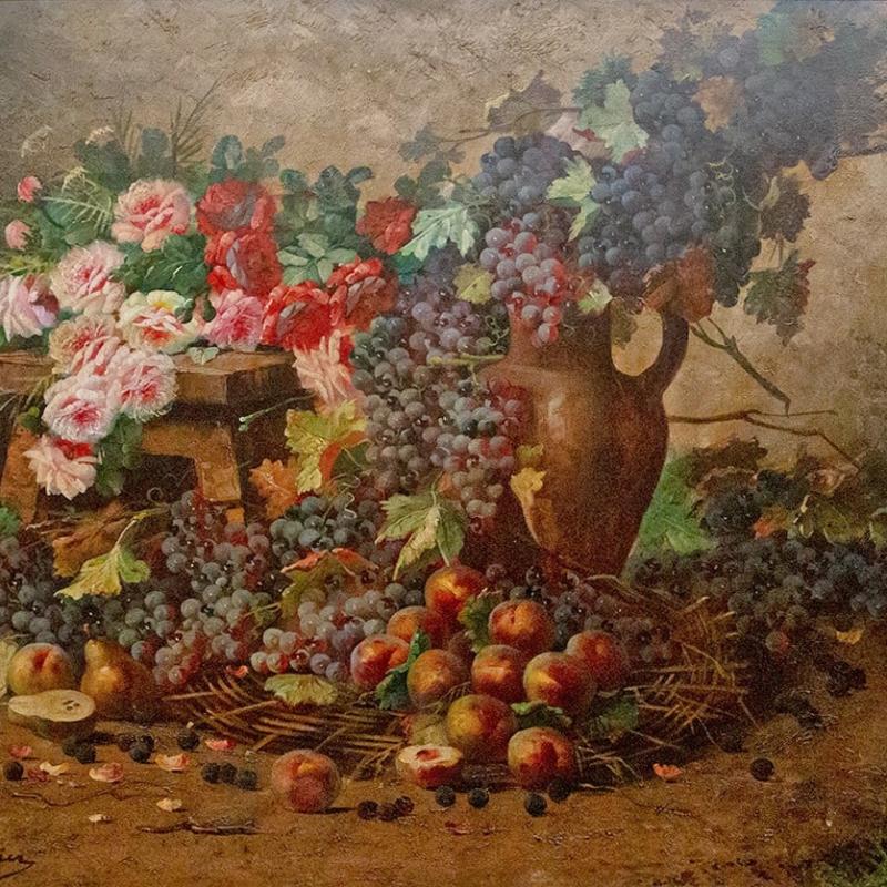 Max Albert Carlier, Still Life with Flowers & Fruit