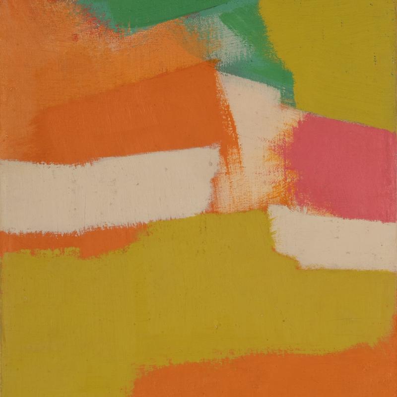 Carl Holty, Color Theory #1037 Orange, Yellow, White, Pink, Green, c. 1950