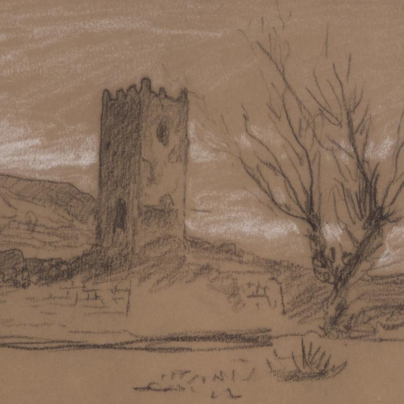 Elihu Vedder, Tower in a Landscape
