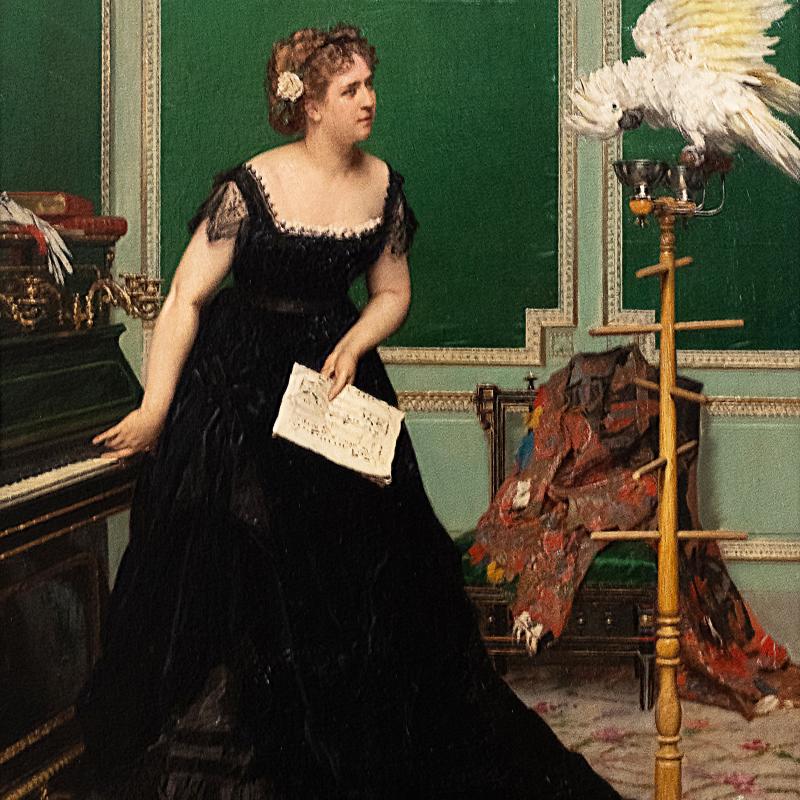 Gustave De Jonghe, Woman with a Parrot