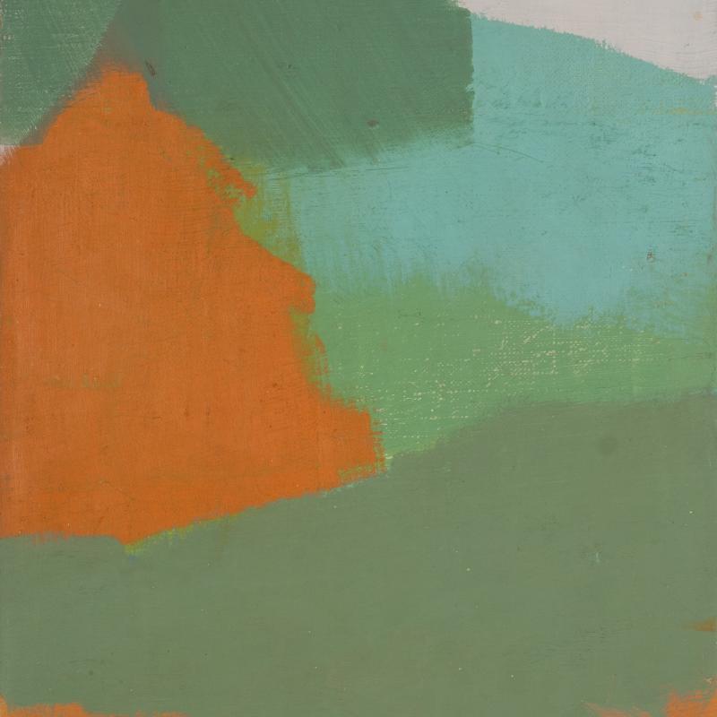 Carl Holty, Color Theory #571 Orange, Greens, White, 1972