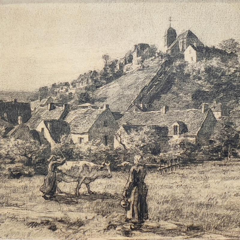 Léon-Augustin L'Hermitte, Paysannes et Vaches Devant le Village de Mont Saint Pere, 1887