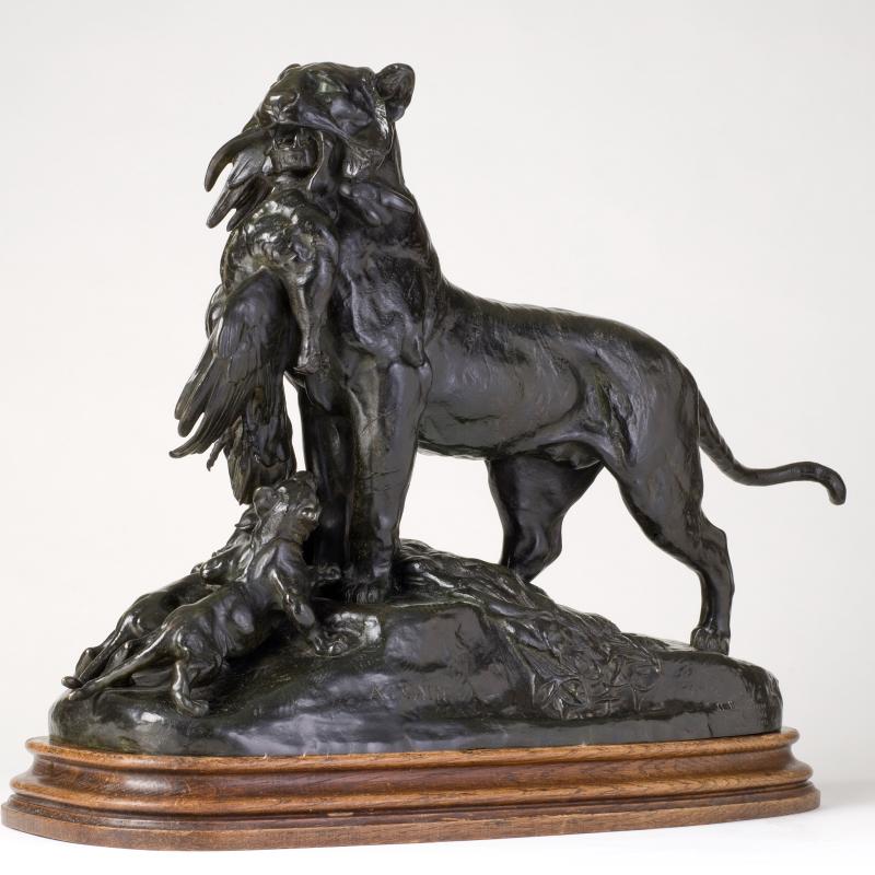 Auguste-Nicolas Cain, Tigresse Rapportant un Paon A Ses Petits, circa 1866