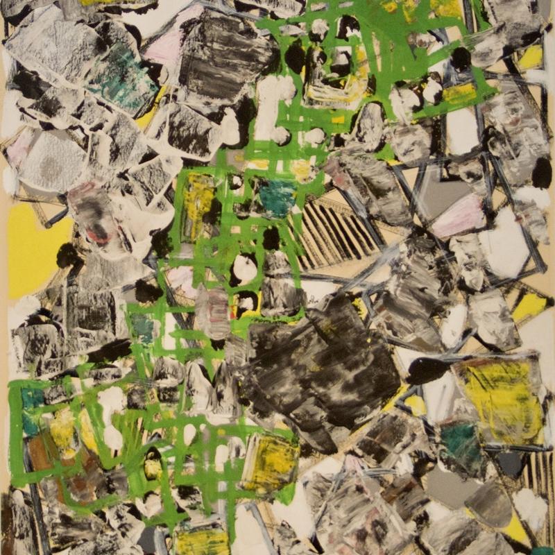 Natalia Dumitresco, Yellow and Green Composition, circa 1950's