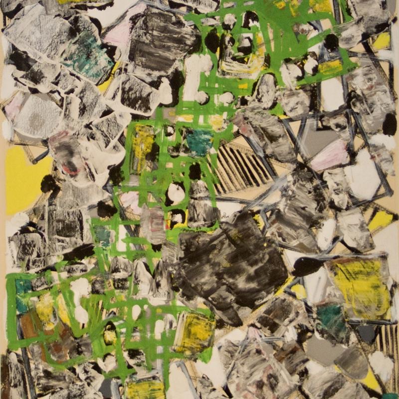 Natalia Dumitresco, Yellow and Green Composition, Circa 1950s